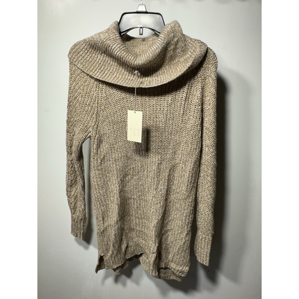 A new day cowl neck tunic cable knit sweater Brown Women's size S